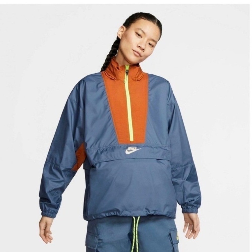 Nike Sportswear Icon Clash Windbreaker Blue Orange Neon CJ2289-491 Womens Med